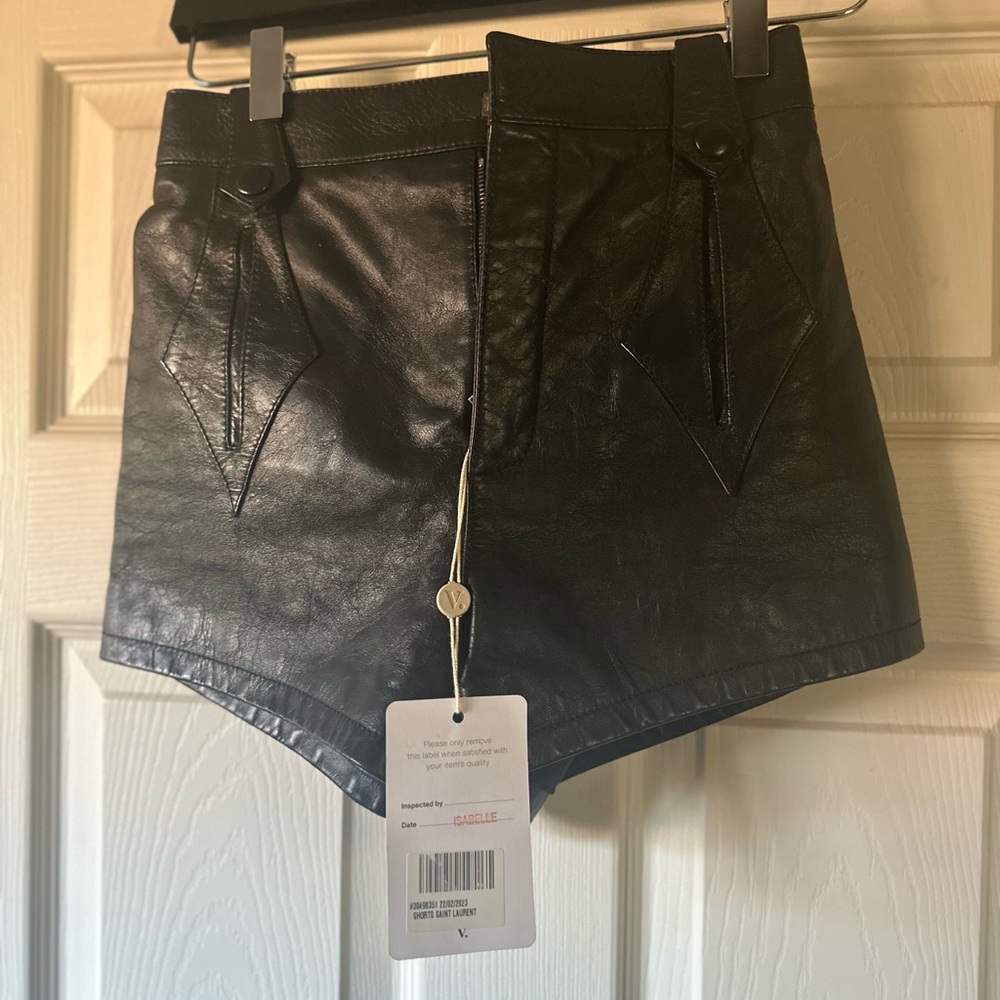 Saint Laurent Leather Women Shorts